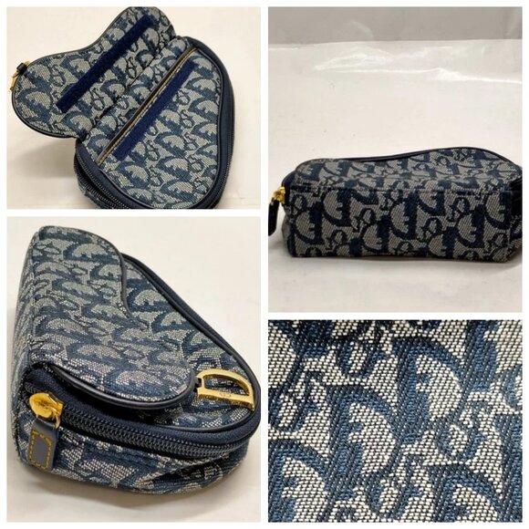 Christian Dior Cosmetic Pouch Navy Blue Canvas 450-061225 - Picture 7 of 14